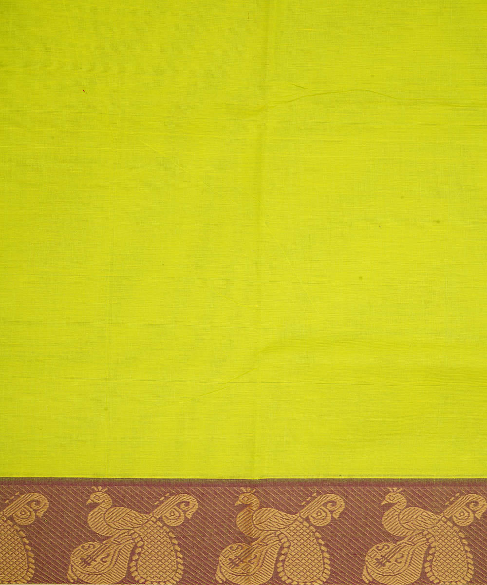 Lime green cotton handwoven venkatagiri saree