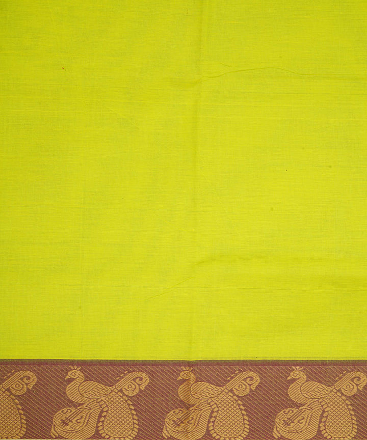Lime green cotton handwoven venkatagiri saree