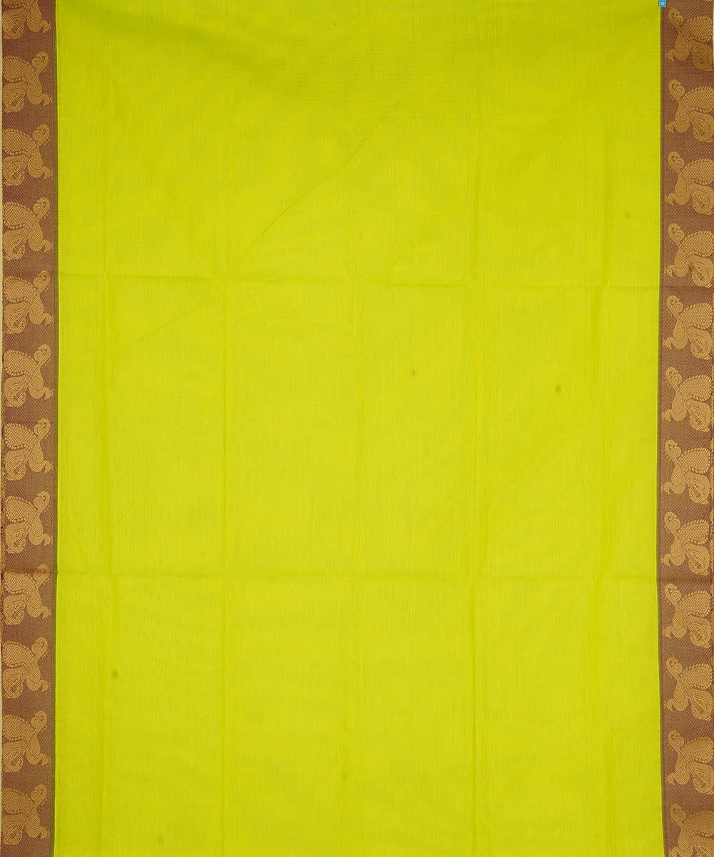 Lime green cotton handwoven venkatagiri saree