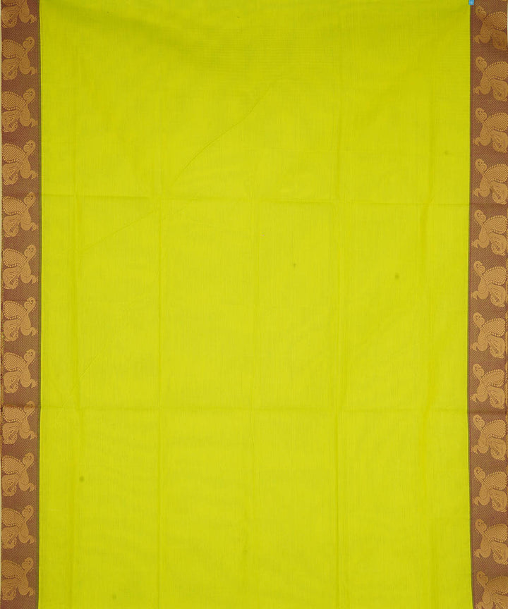 Lime green cotton handwoven venkatagiri saree