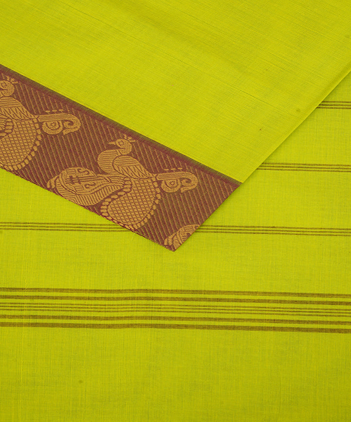 Lime green cotton handwoven venkatagiri saree