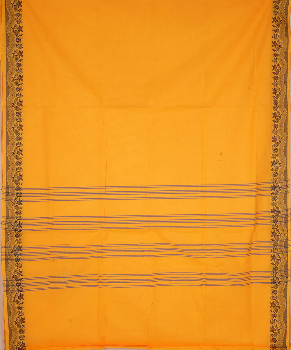 Yellow orange cotton handwoven venkatagiri saree