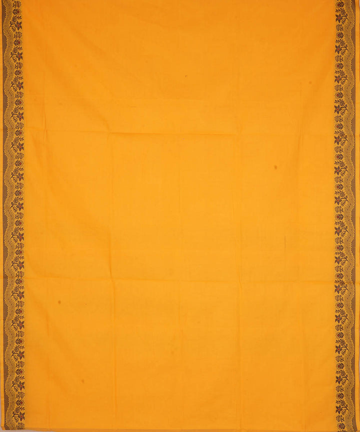 Yellow orange cotton handwoven venkatagiri saree