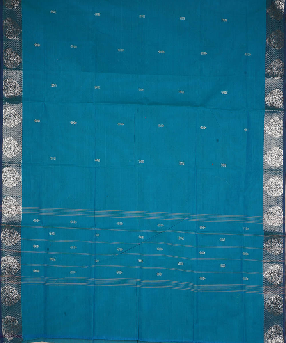 Blue with silver zari cotton handwoven venkatagiri saree