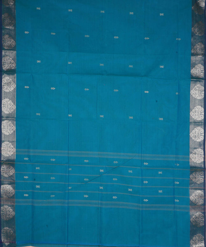 Blue with silver zari cotton handwoven venkatagiri saree