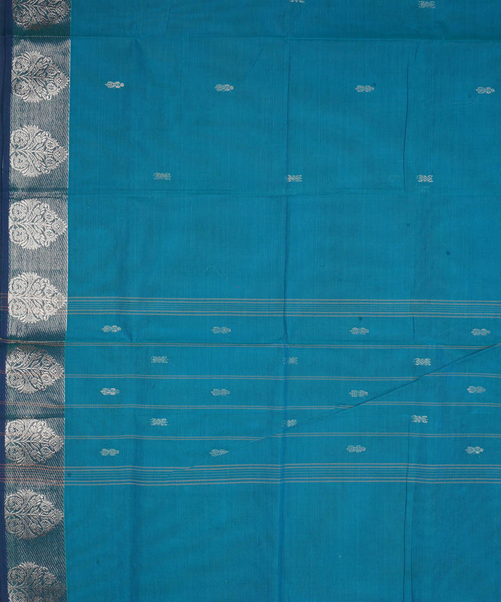 Blue with silver zari cotton handwoven venkatagiri saree