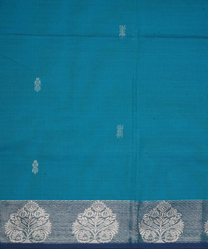 Blue with silver zari cotton handwoven venkatagiri saree