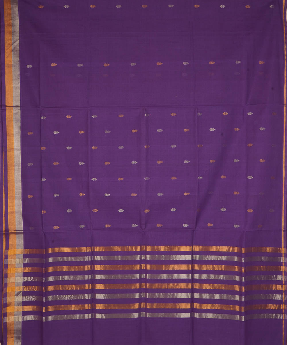 Violet cotton handwoven venkatagiri saree