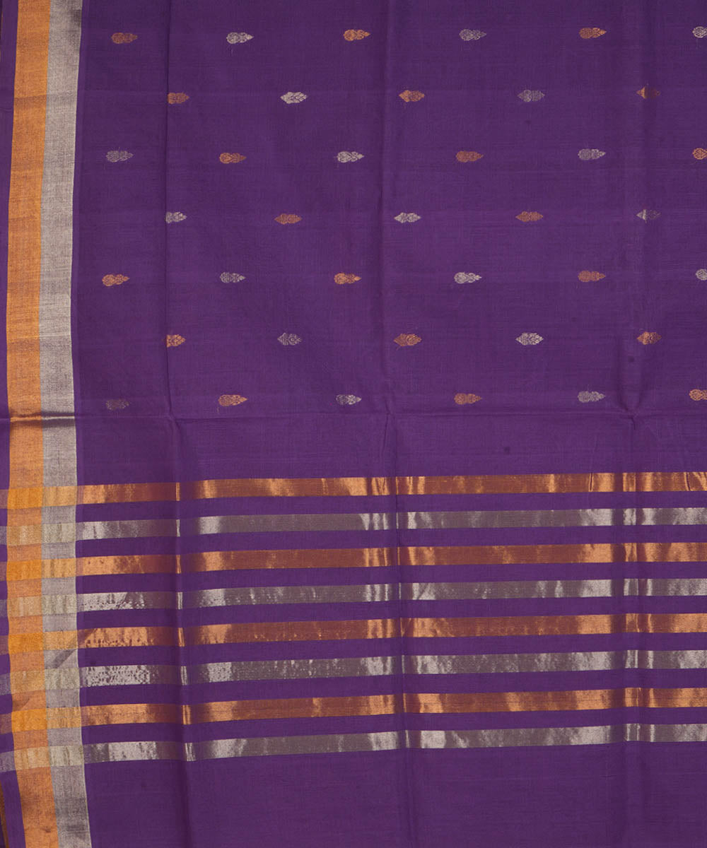 Violet cotton handwoven venkatagiri saree