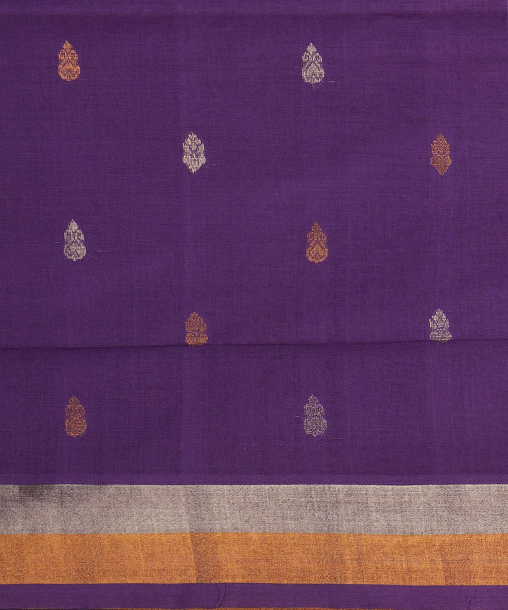 Violet cotton handwoven venkatagiri saree