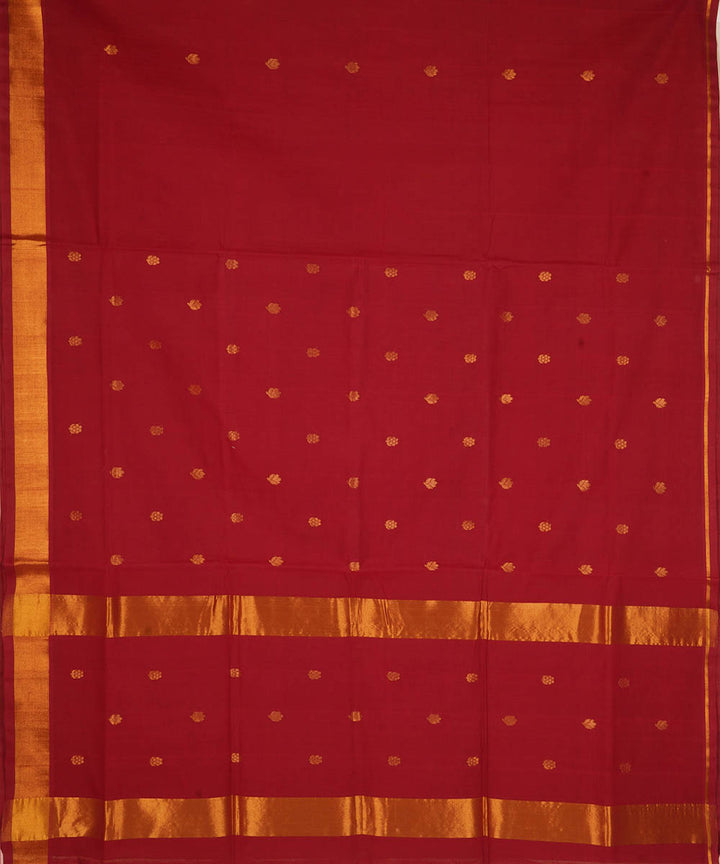 Maroon cotton handwoven venkatagiri saree