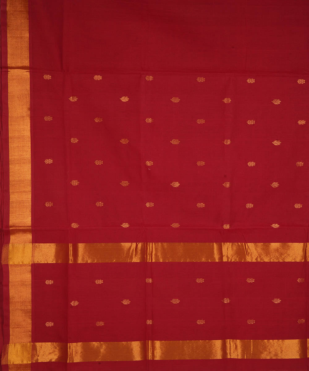 Maroon cotton handwoven venkatagiri saree