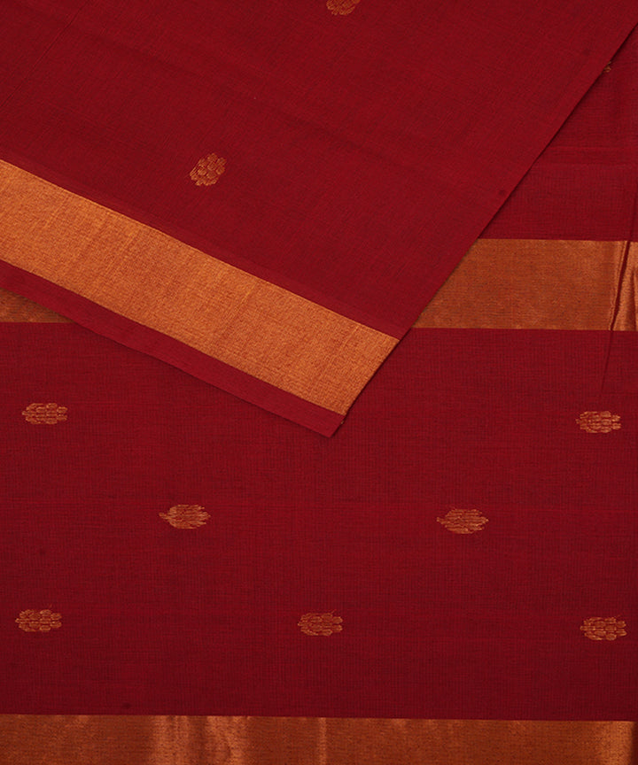 Maroon cotton handwoven venkatagiri saree