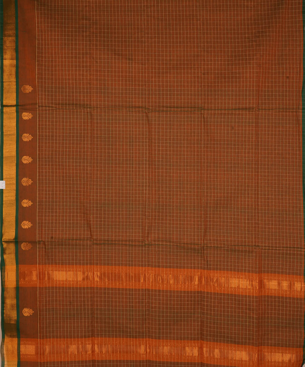 Brown cotton handwoven venkatagiri saree