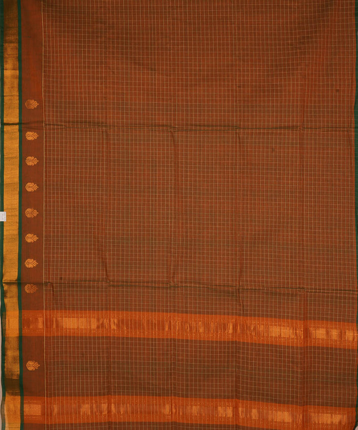 Brown cotton handwoven venkatagiri saree