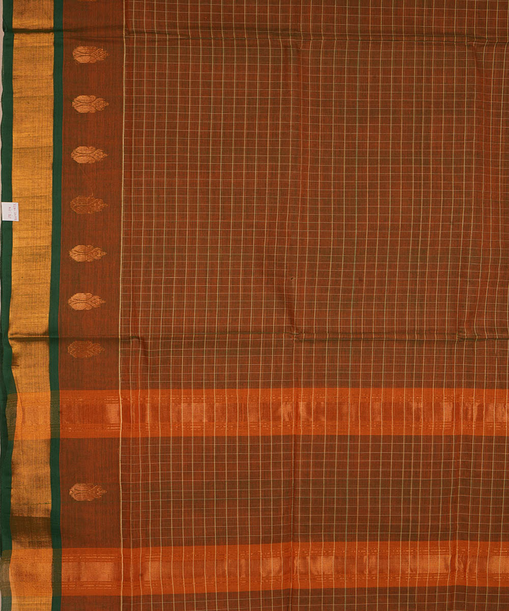 Brown cotton handwoven venkatagiri saree