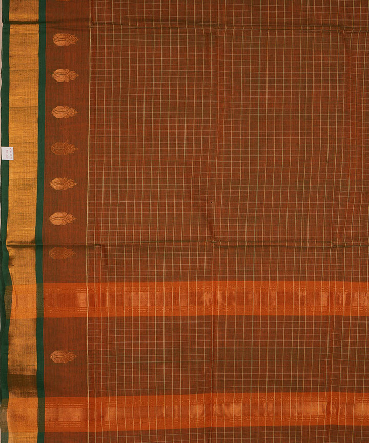 Brown cotton handwoven venkatagiri saree