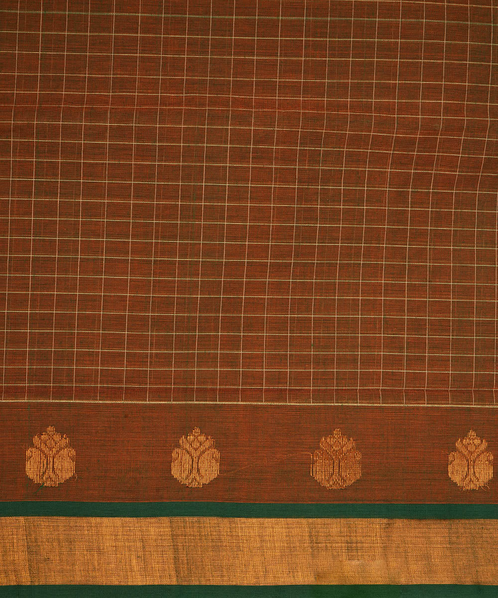 Brown cotton handwoven venkatagiri saree