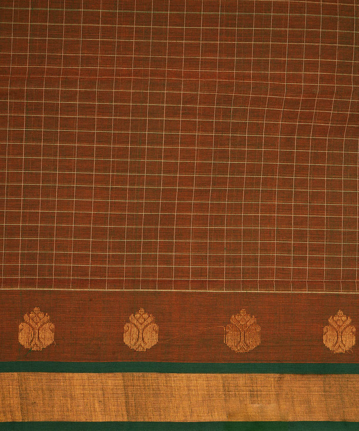 Brown cotton handwoven venkatagiri saree
