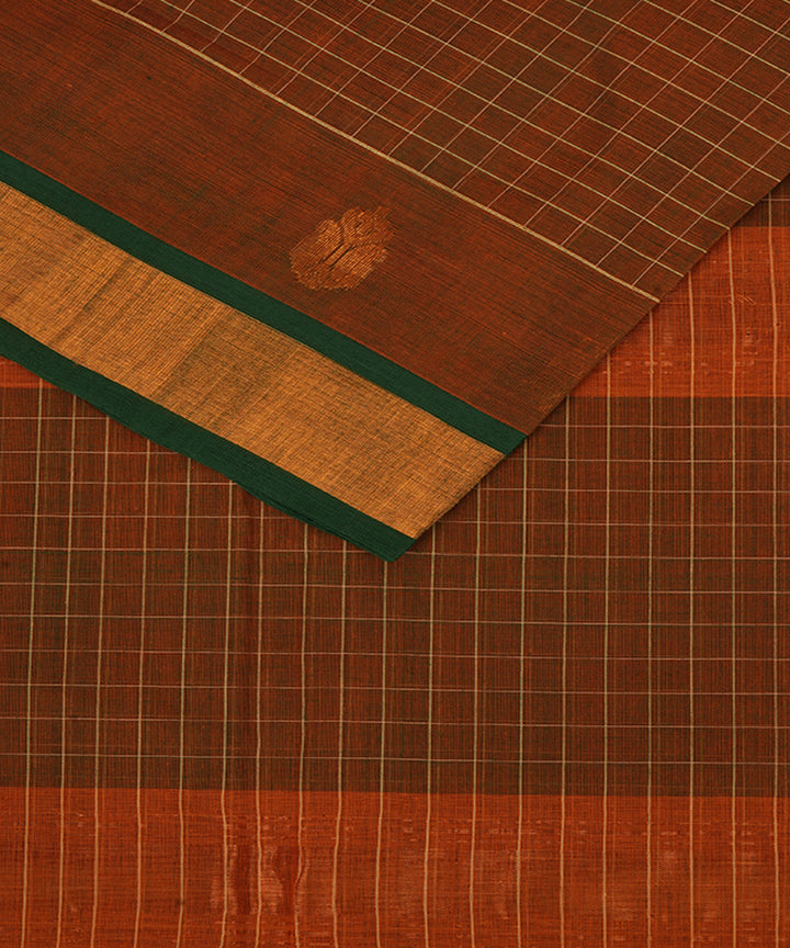 Brown cotton handwoven venkatagiri saree