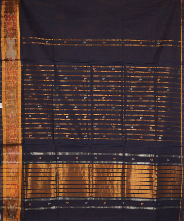 Dark navy blue cotton handwoven venkatagiri saree