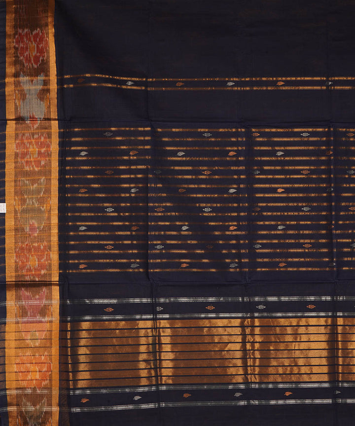 Dark navy blue cotton handwoven venkatagiri saree