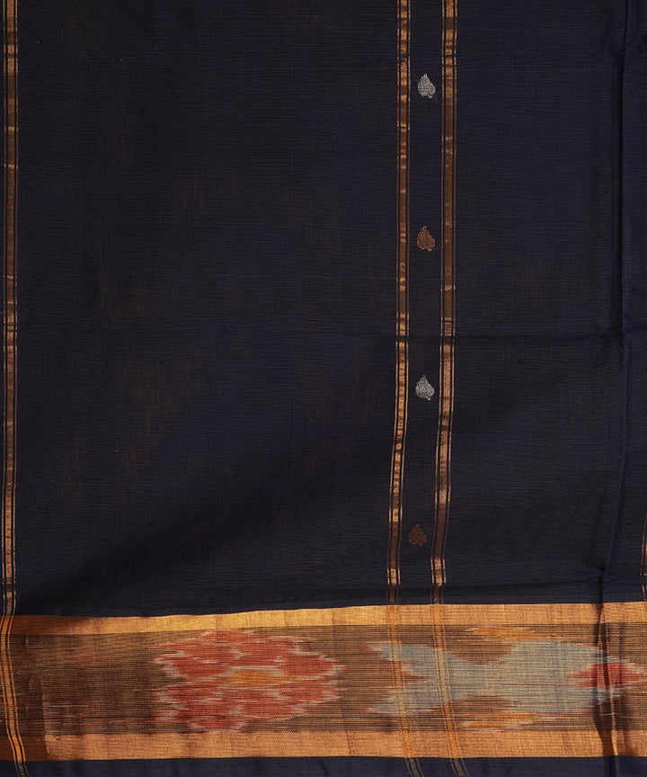 Dark navy blue cotton handwoven venkatagiri saree