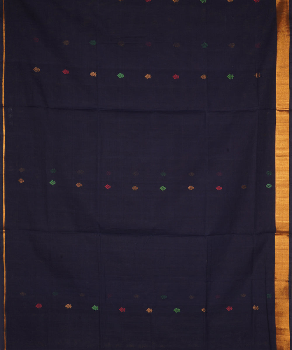 Dark navy blue cotton handloom venkatagiri saree