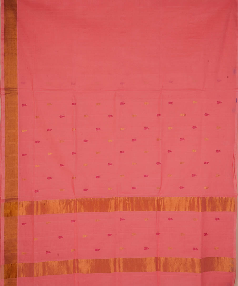 Light peach cotton handwoven venkatagiri saree