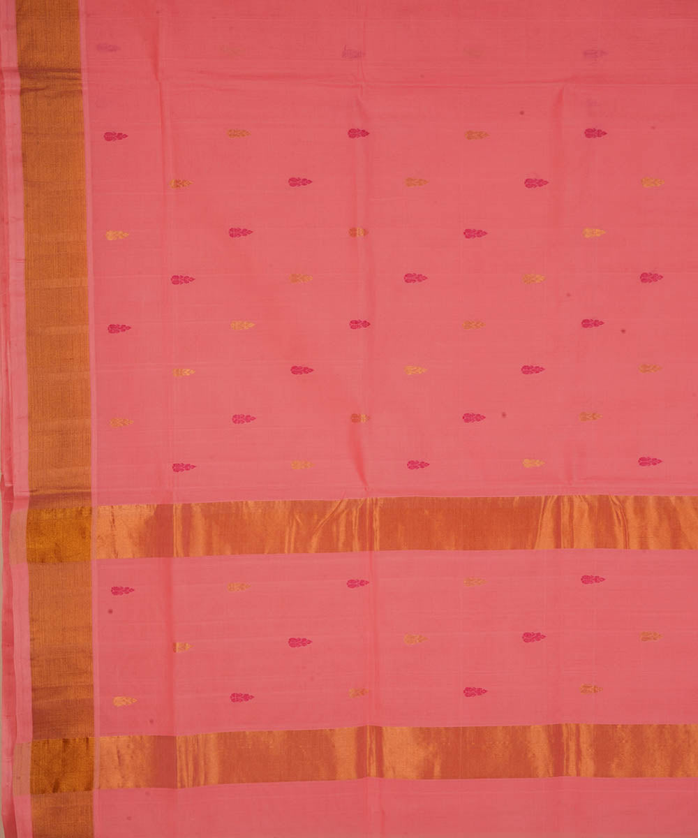 Light peach cotton handwoven venkatagiri saree