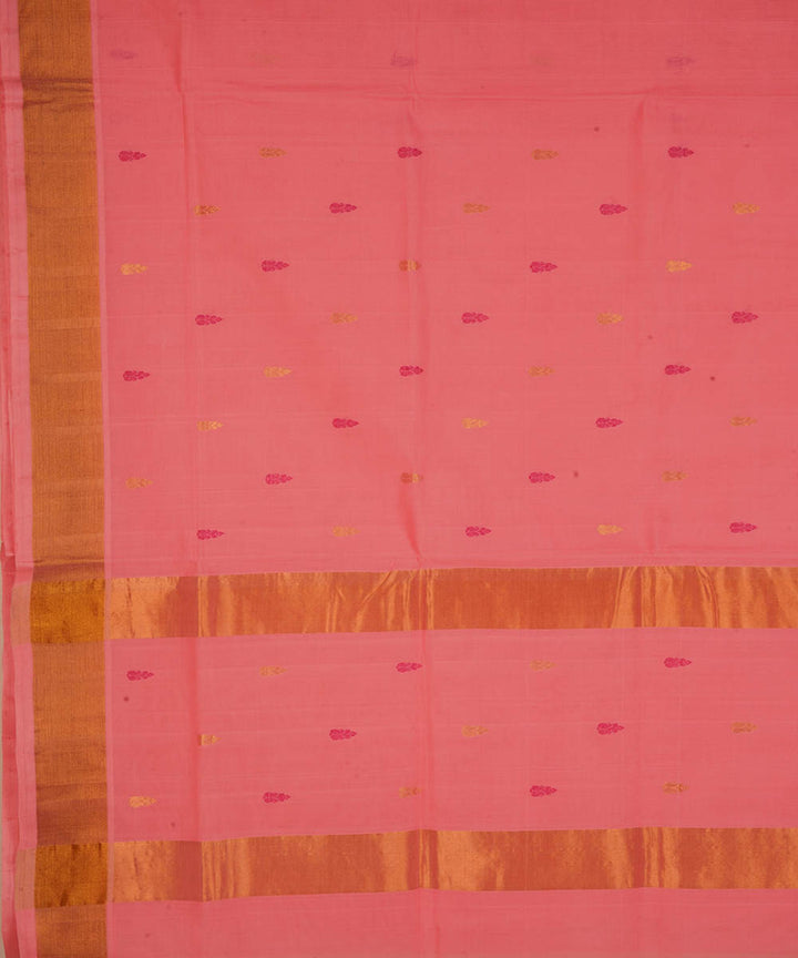 Light peach cotton handwoven venkatagiri saree
