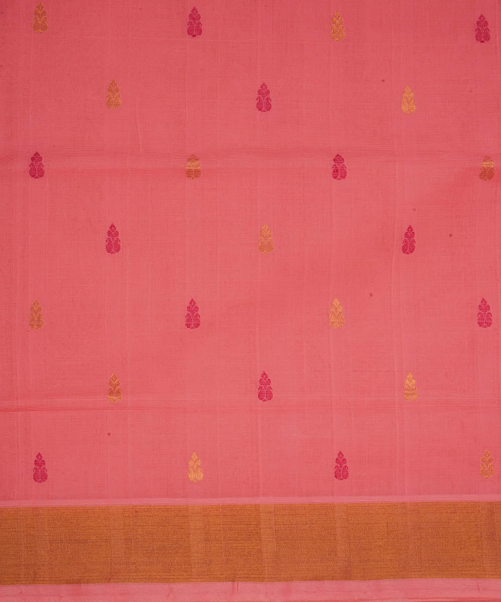 Light peach cotton handwoven venkatagiri saree
