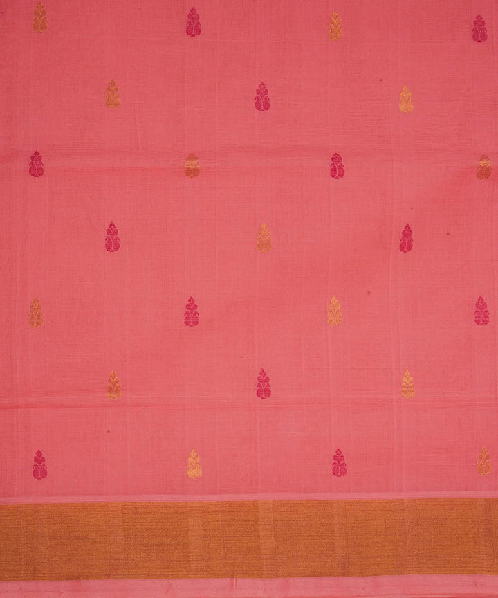 Light peach cotton handwoven venkatagiri saree