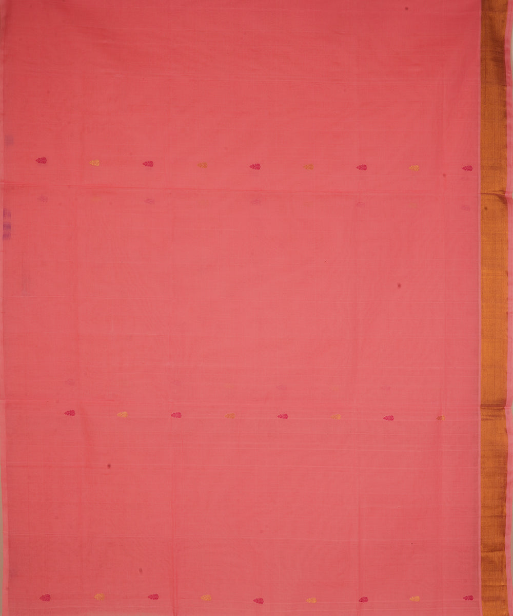 Light peach cotton handwoven venkatagiri saree