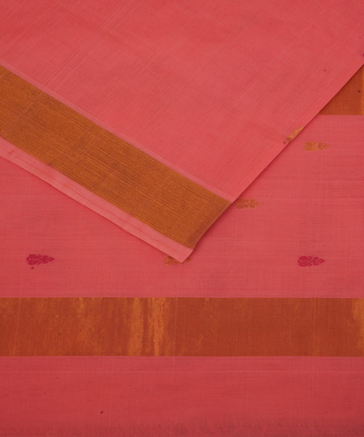 Light peach cotton handwoven venkatagiri saree