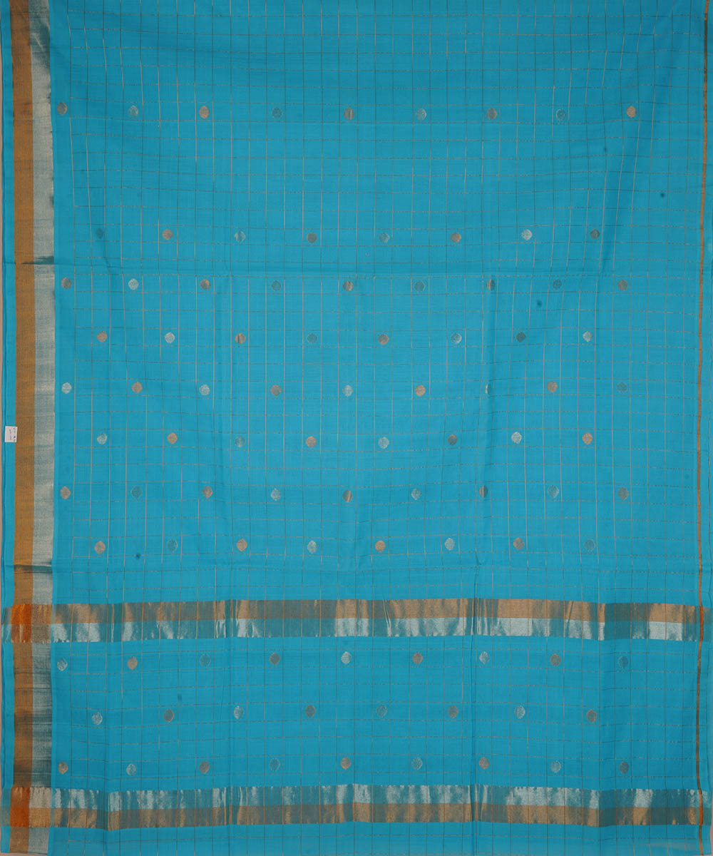 Sky blue cotton handwoven venkatagiri saree