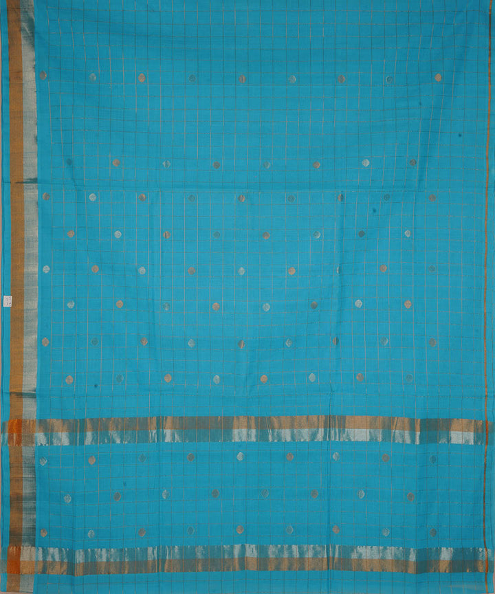 Sky blue cotton handwoven venkatagiri saree