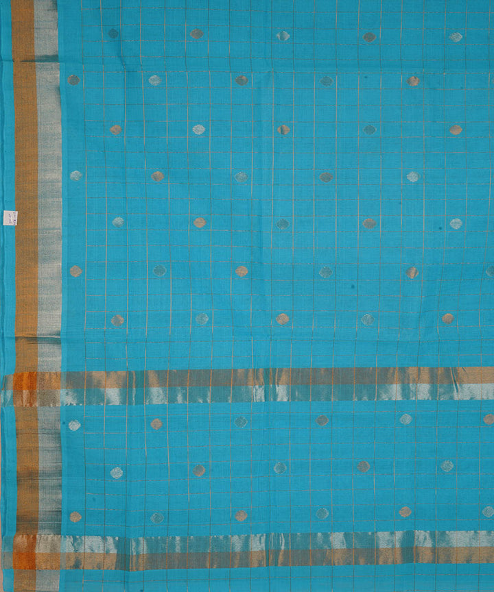 Sky blue cotton handwoven venkatagiri saree