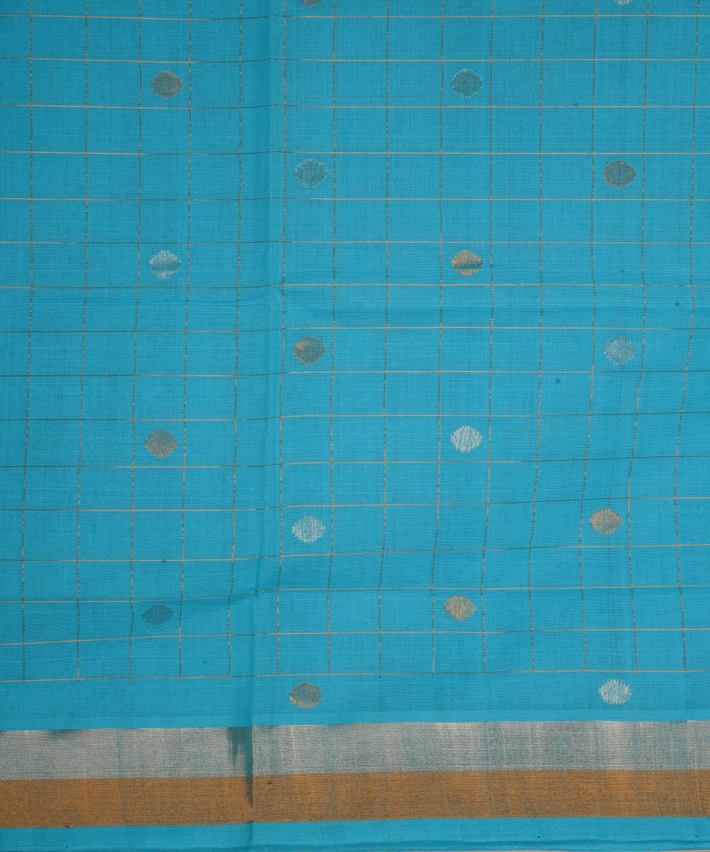 Sky blue cotton handwoven venkatagiri saree