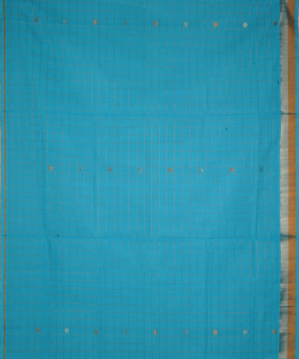Sky blue cotton handwoven venkatagiri saree