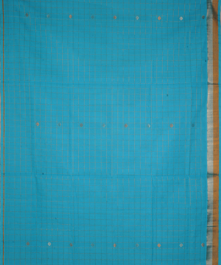 Sky blue cotton handwoven venkatagiri saree