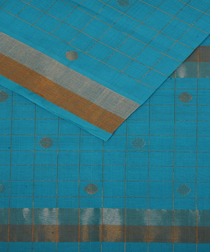Sky blue cotton handwoven venkatagiri saree