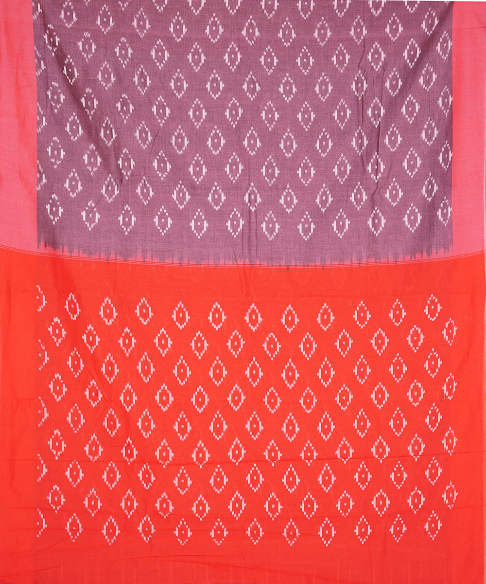 Mauve handwoven cotton pochampally ikat saree
