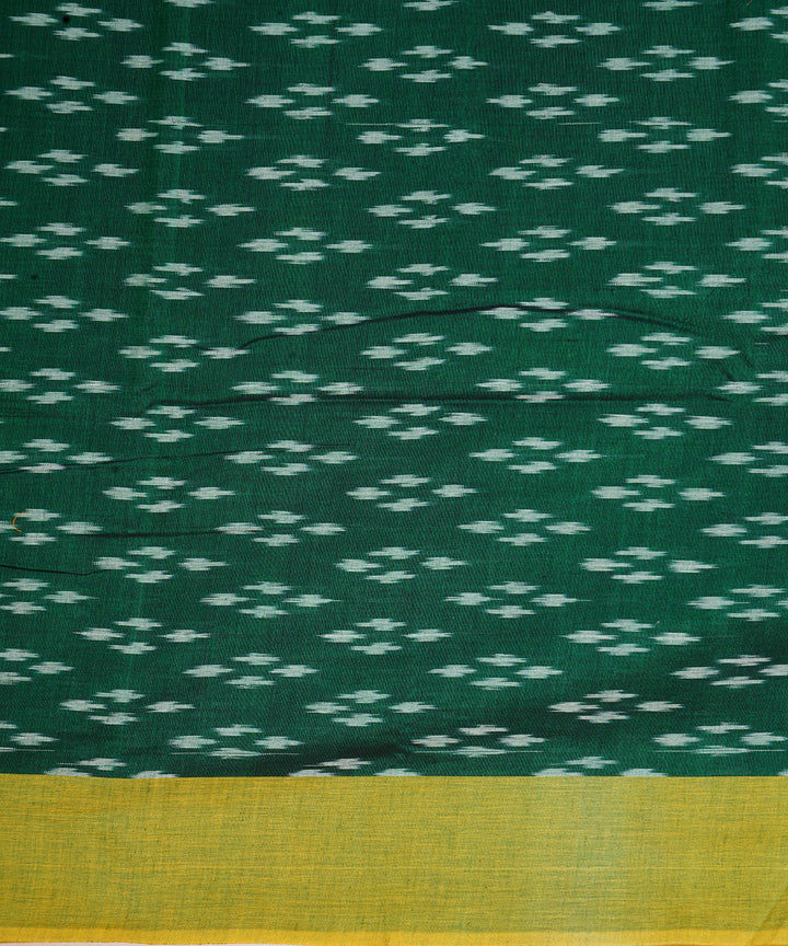 Dark green handwoven cotton pochampally ikat saree