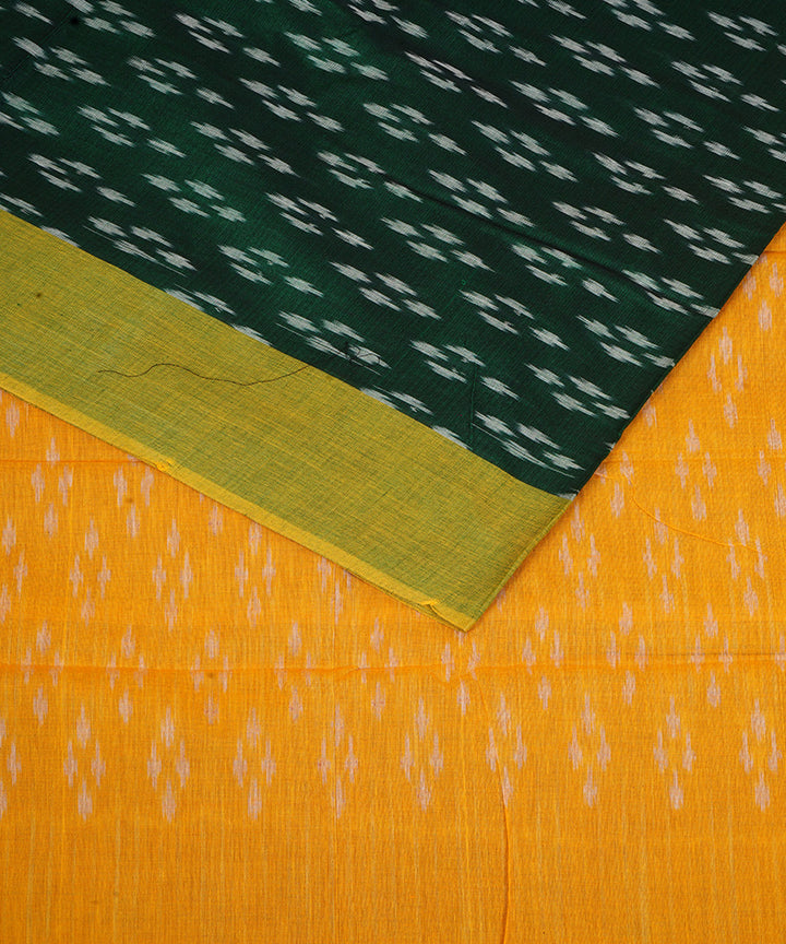 Dark green handwoven cotton pochampally ikat saree