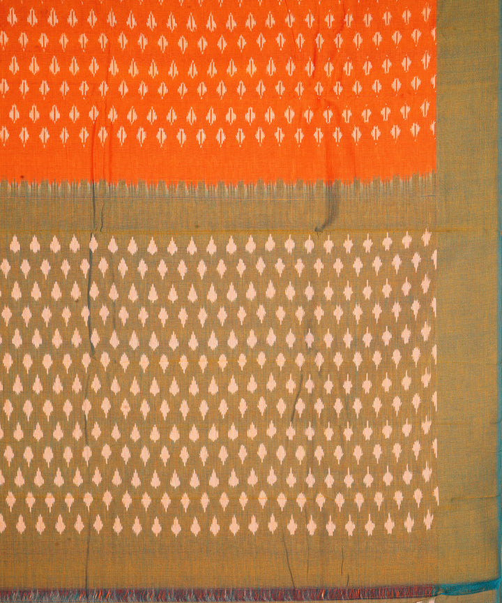 Orange hand woven cotton pochampally ikat saree