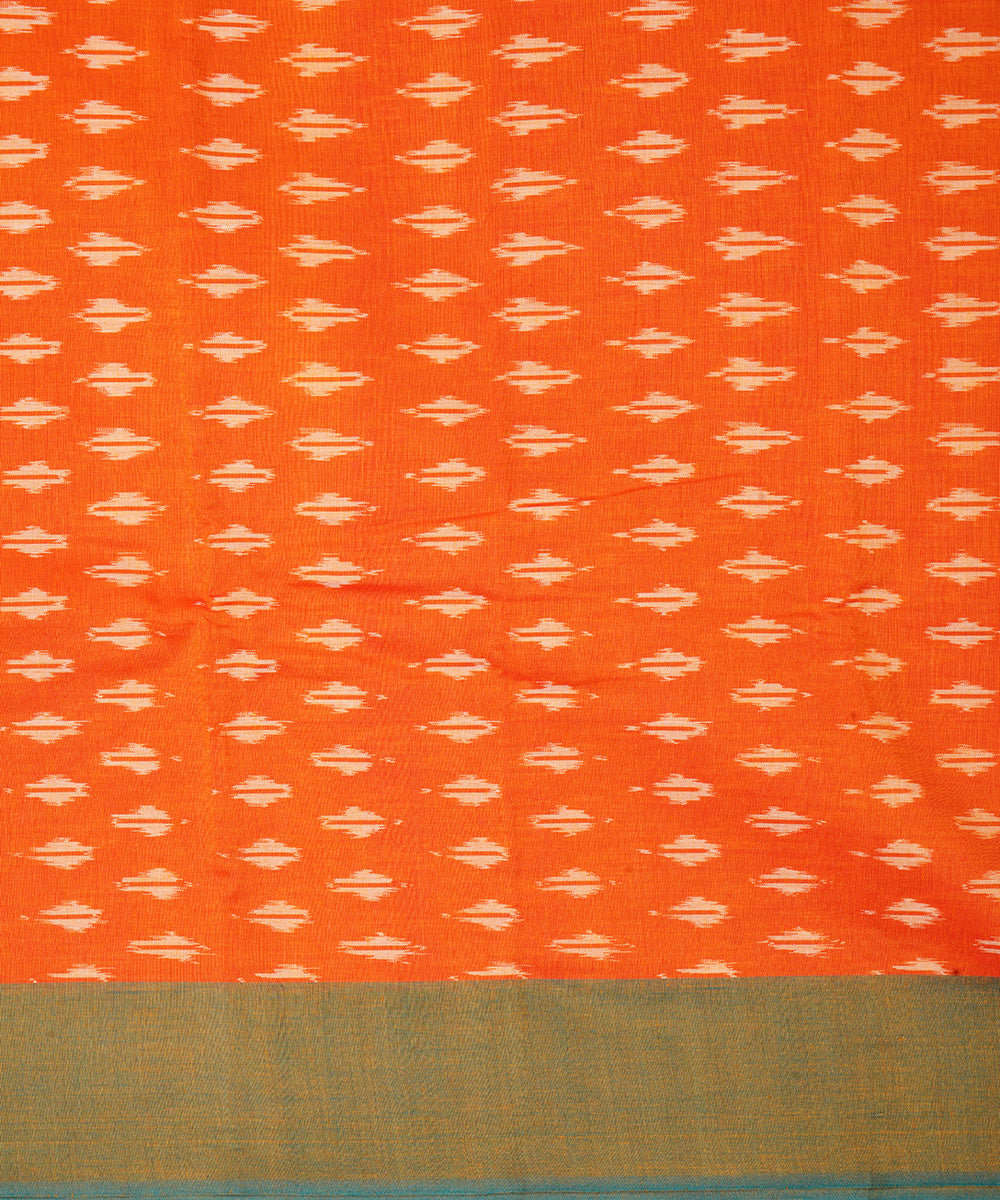 Orange hand woven cotton pochampally ikat saree