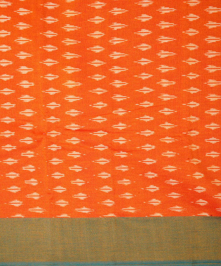 Orange hand woven cotton pochampally ikat saree