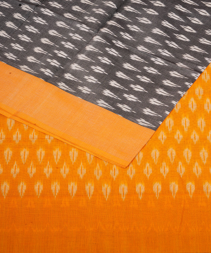 Grey handwoven cotton pochampally ikat saree