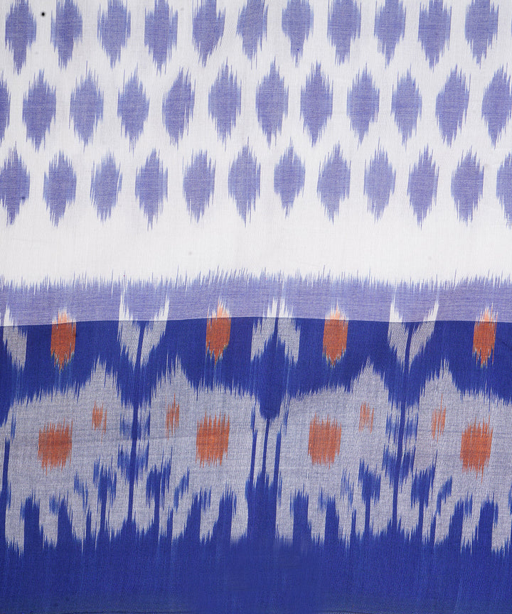 White handwoven cotton pochampally ikat saree